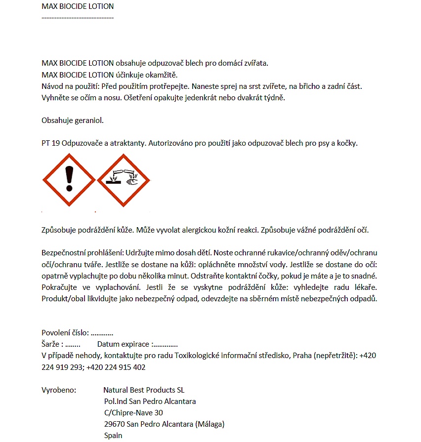 Max Biocide Lotion spray repelentní sprej 200 ml !CZ!