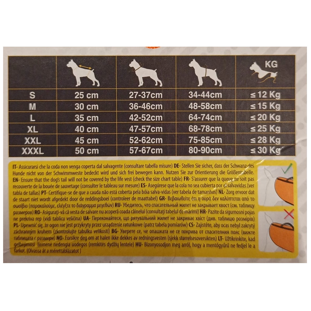 Záchranná/plovací vesta pes XXL 45 cm