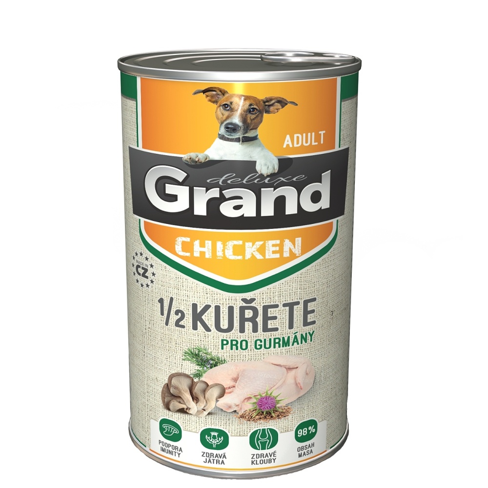 Grand deluxe Dog Adult s 1/2 kuřete, konzerva1300 g- 4ks