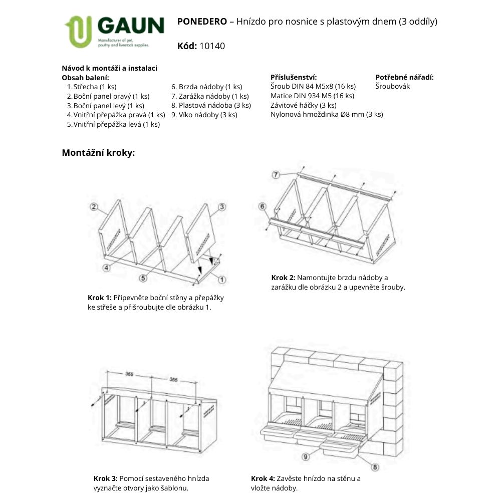 Snáškové hnízdo pro tři nosnice