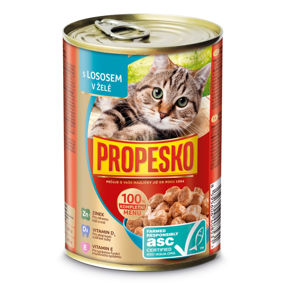 PROPESKO Cat ASC losos v želé, kousky 415 g- 12ks
