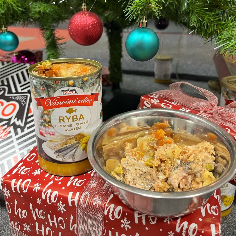 FALCO Ryba s bramborovým salátem Vánoční edice, konzerva 400 g