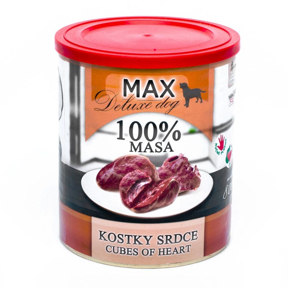 MAX Deluxe Dog kostky srdce, konzerva 800 g