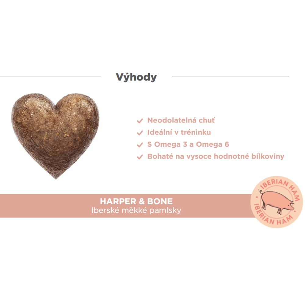 Harper and Bone Cat & Dog iberské měkké pamlsky kuře, losos a tuňák 90 g