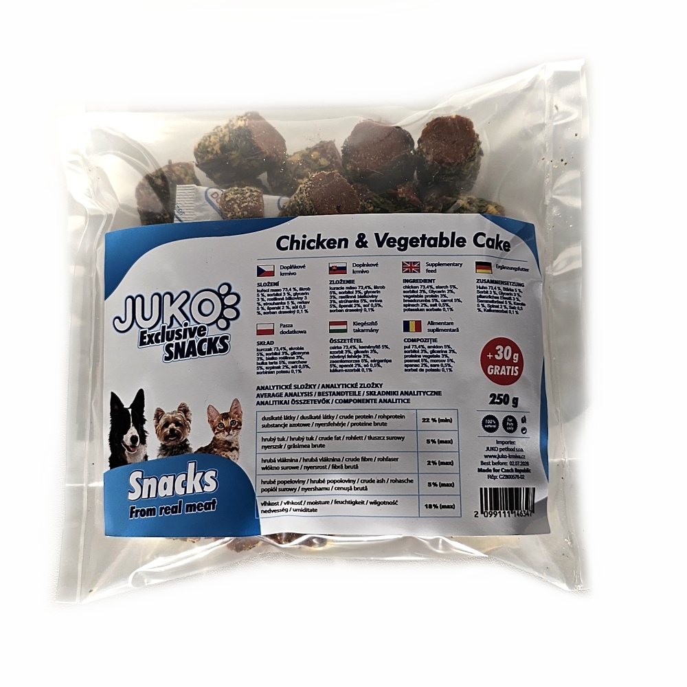 AKCE-Chicken & vegetable Cake JUKO Snacks 250 g + 30 g ZDARMA