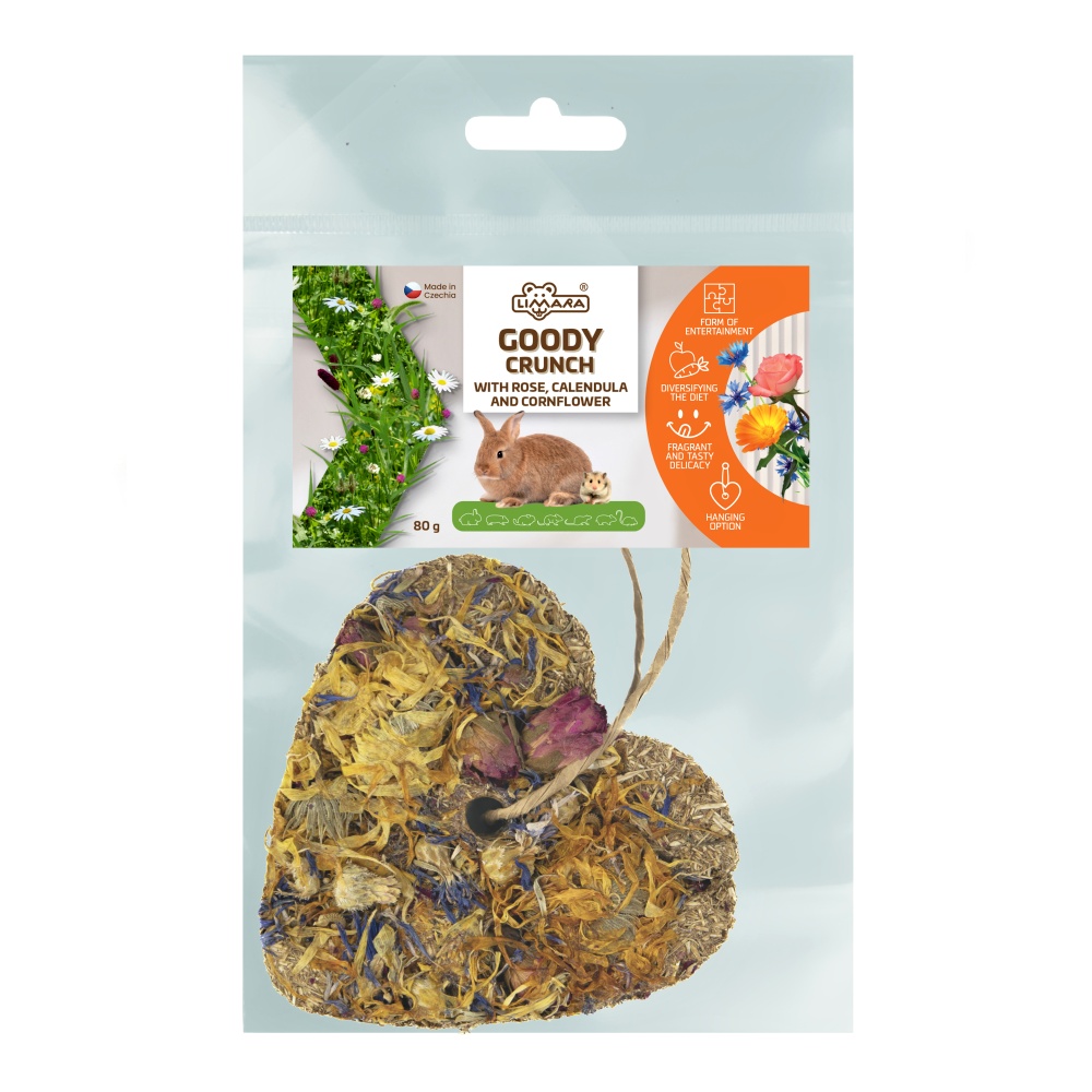 Bezobilné bylinkové srdce Goody Crunch - měsíček, chrpa, růže 80 g