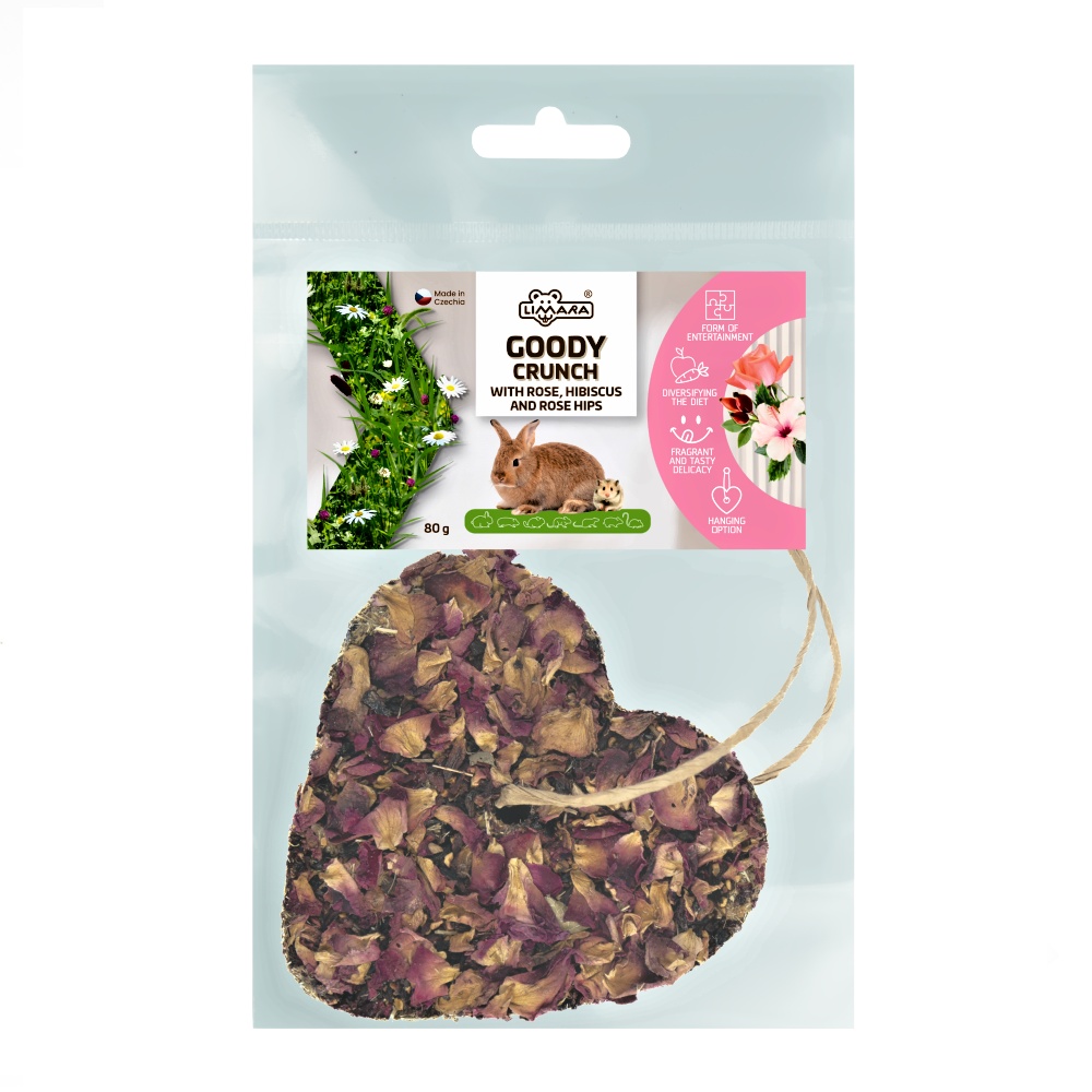 Bezobilné bylinkové srdce Goody Crunch - šípek, růže, ibišek 80 g