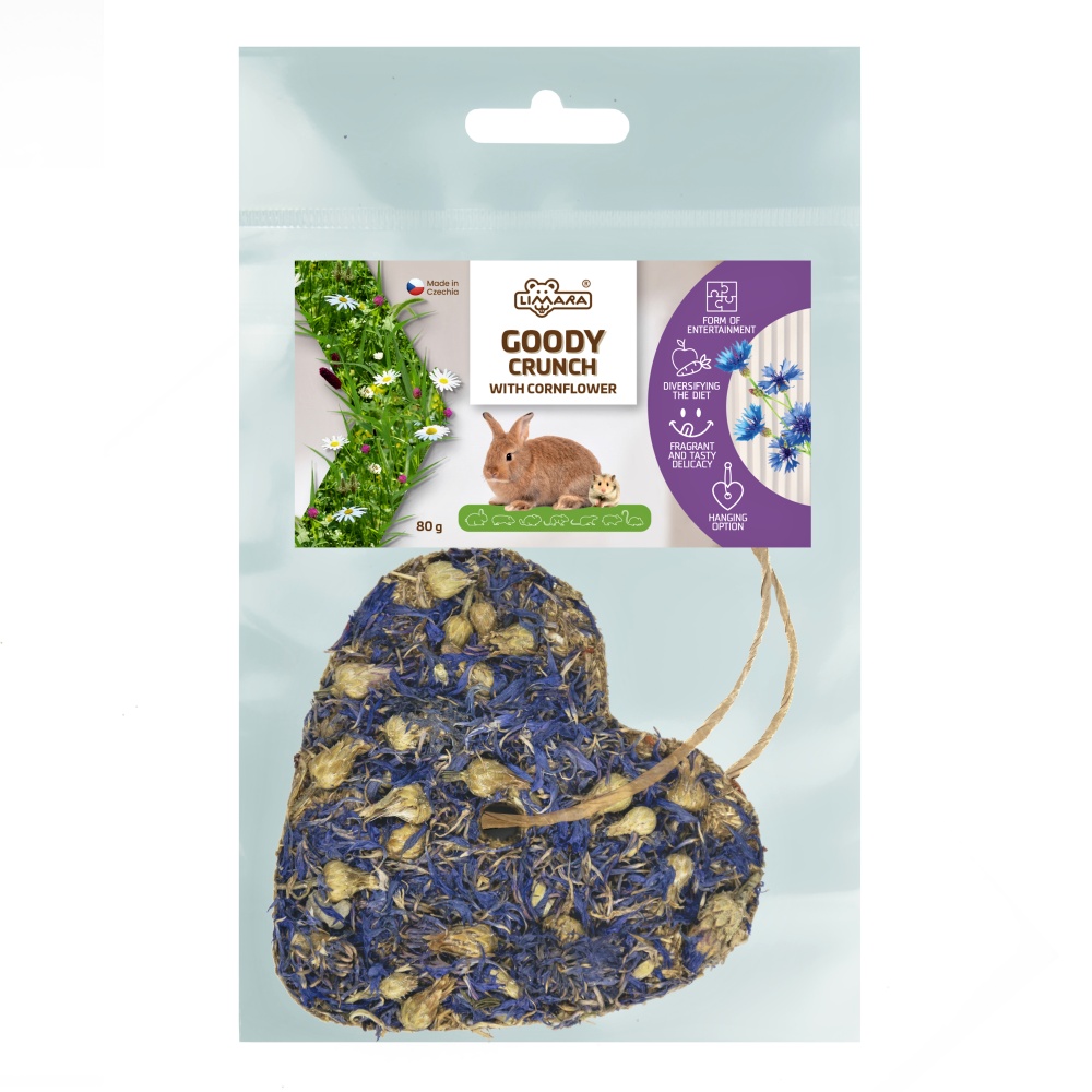 Bezobilné bylinkové srdce Goody Crunch - chrpa 80 g