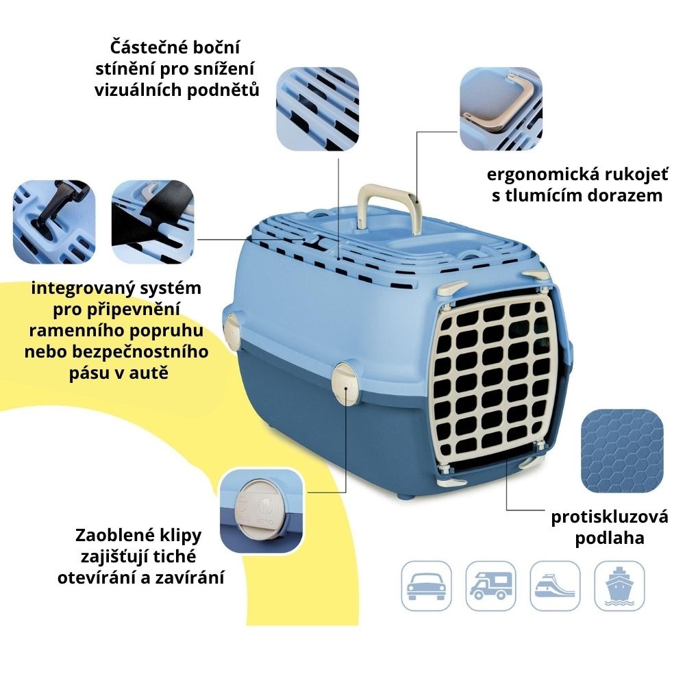 Přepravka Horizon plastová dvířka, pastelově modrá