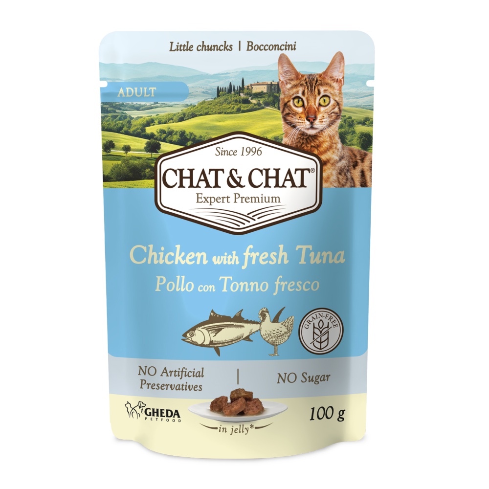 Chat & Chat Cat Adult Chicken with Tuna, kapsička 100 g
