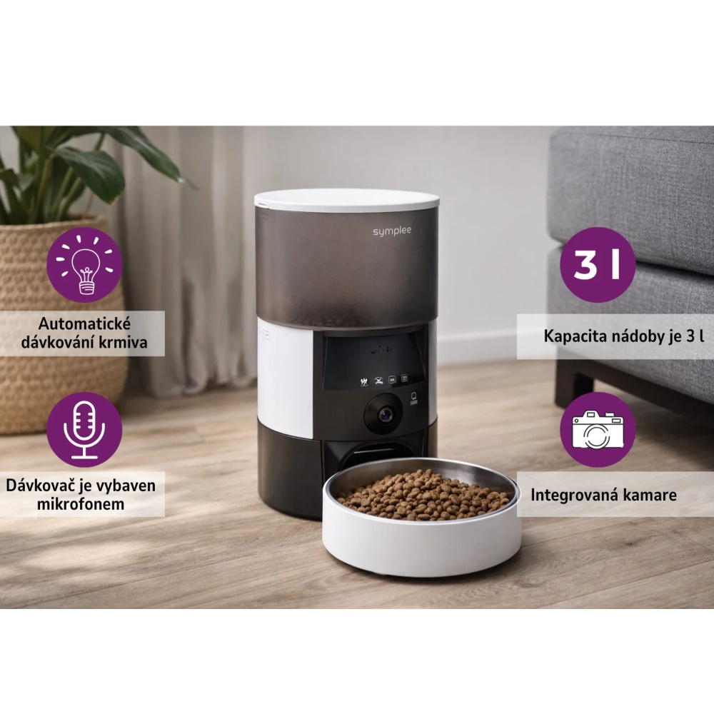 Smart automatický dávkovač krmiva s WiFi a kamerou SYMPLEE DU3L-P