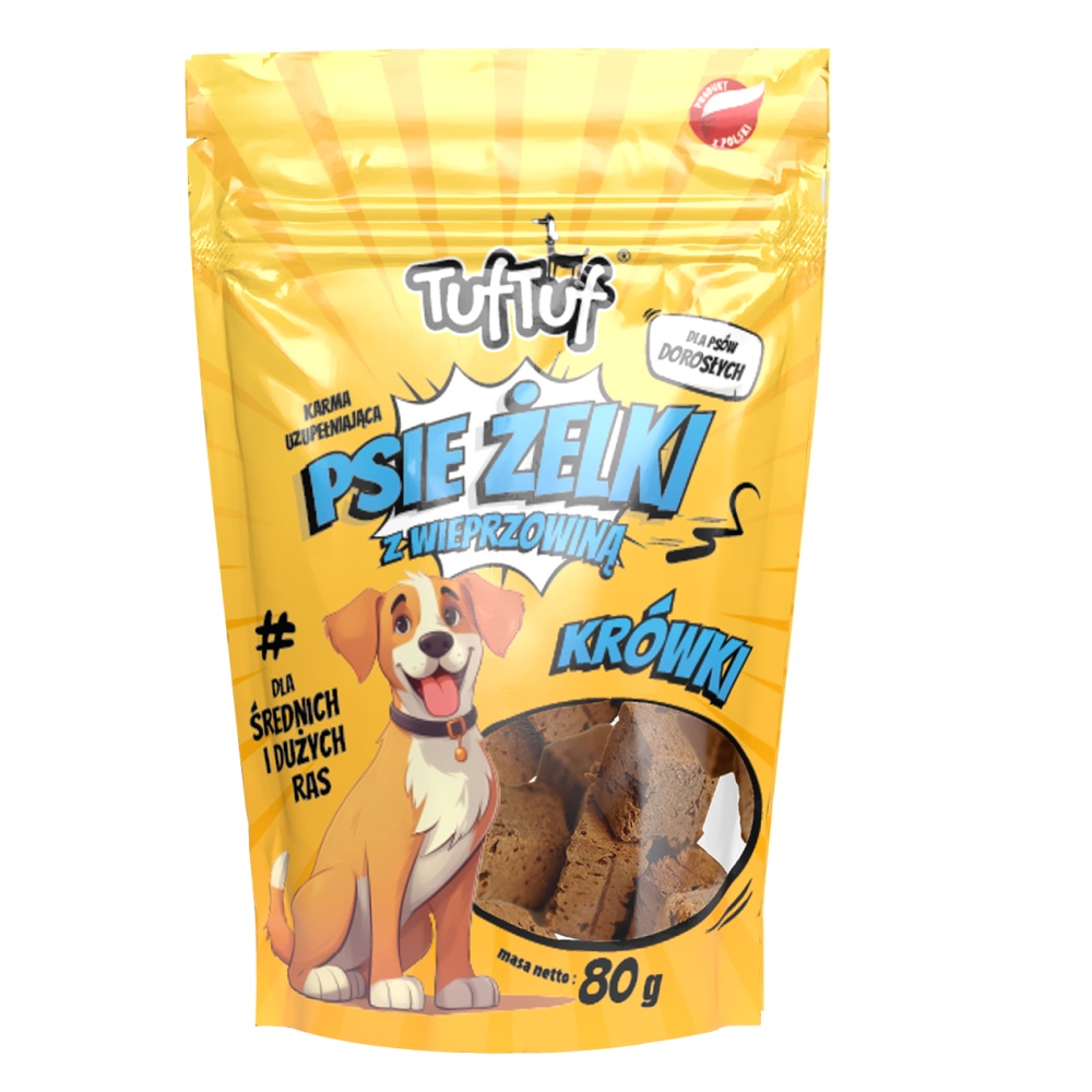 TufTuf Super měkké vepřové kostky pro střední a velká plemena 80 g