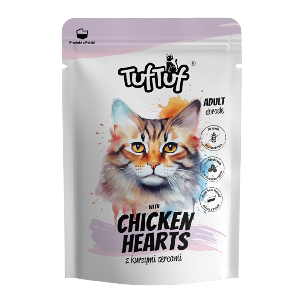 TufTuf Cat kuřecí srdce, kapsička 100 g