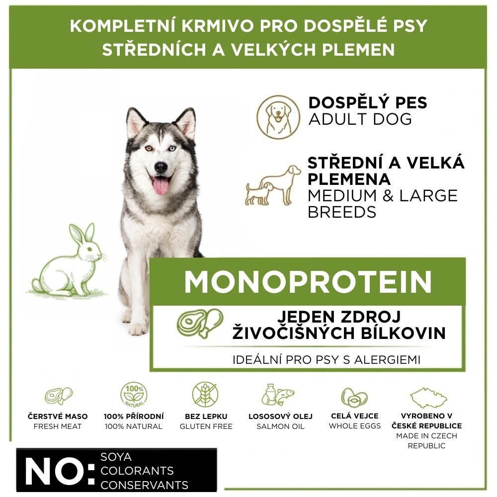 IRONpet Dog Adult Medium & Large Rabbit 12 kg AKCE 2 + 1 ZDARMA