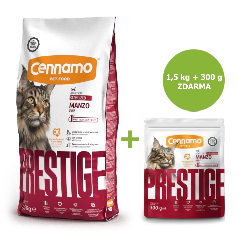 Prestige Cat Sterilized Beef 1,5 kg + 300 g ZDARMA