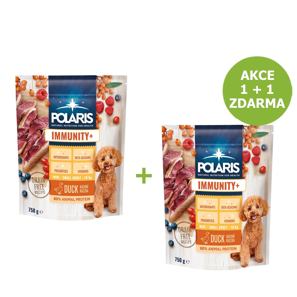 Polaris Immunity Dog Adult small & mini Kachní GF 750 g AKCE 1 + 1 ZDARMA