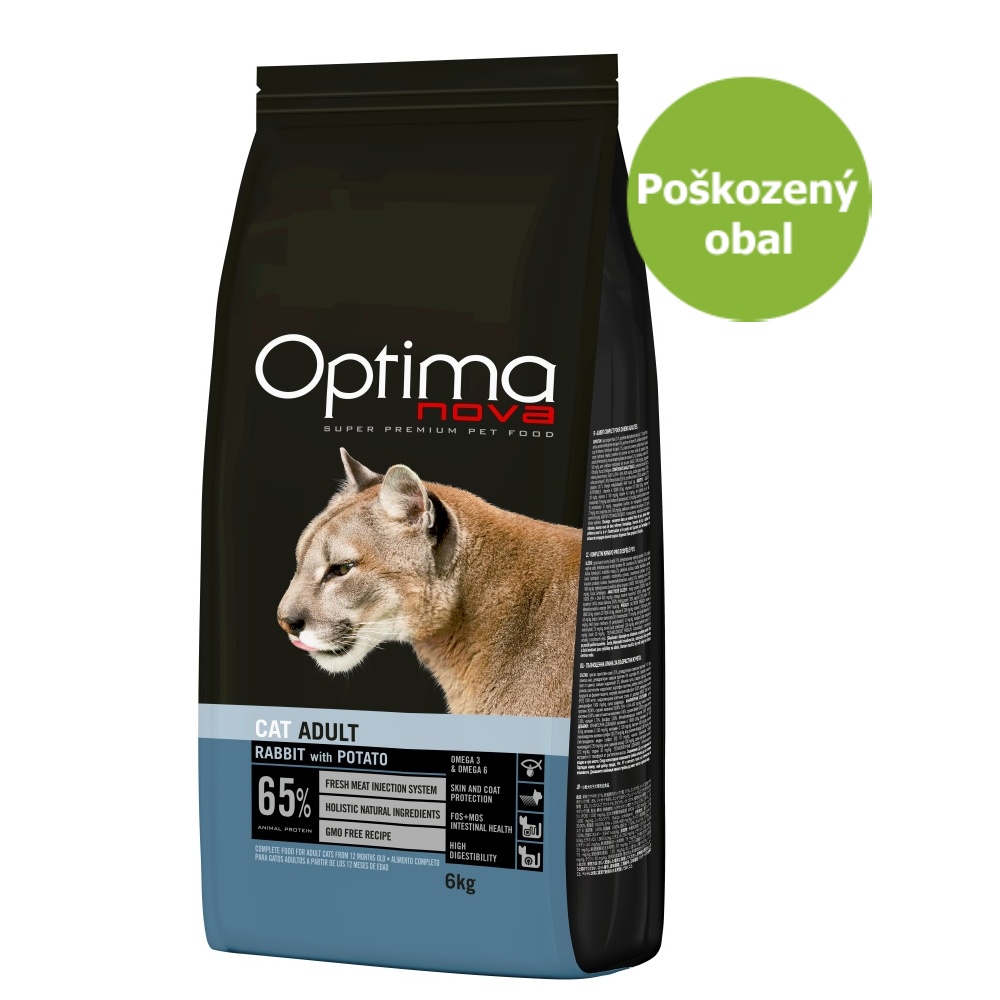 OPTIMAnova Cat Rabbit & Potato GF 6 kg - Poškozený obal - SLEVA 15 %