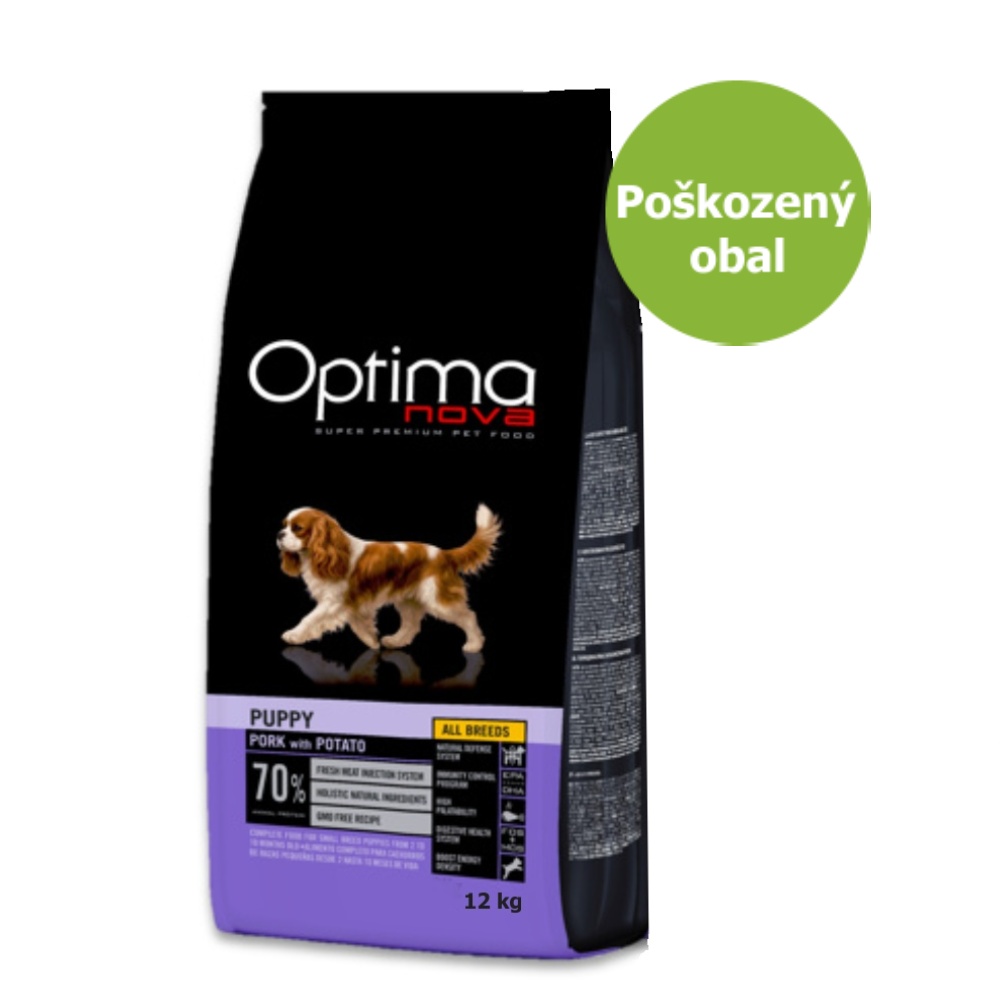 OPTIMAnova Dog Puppy Pork & Rice 12 kg - Poškozený obal - SLEVA 15 %