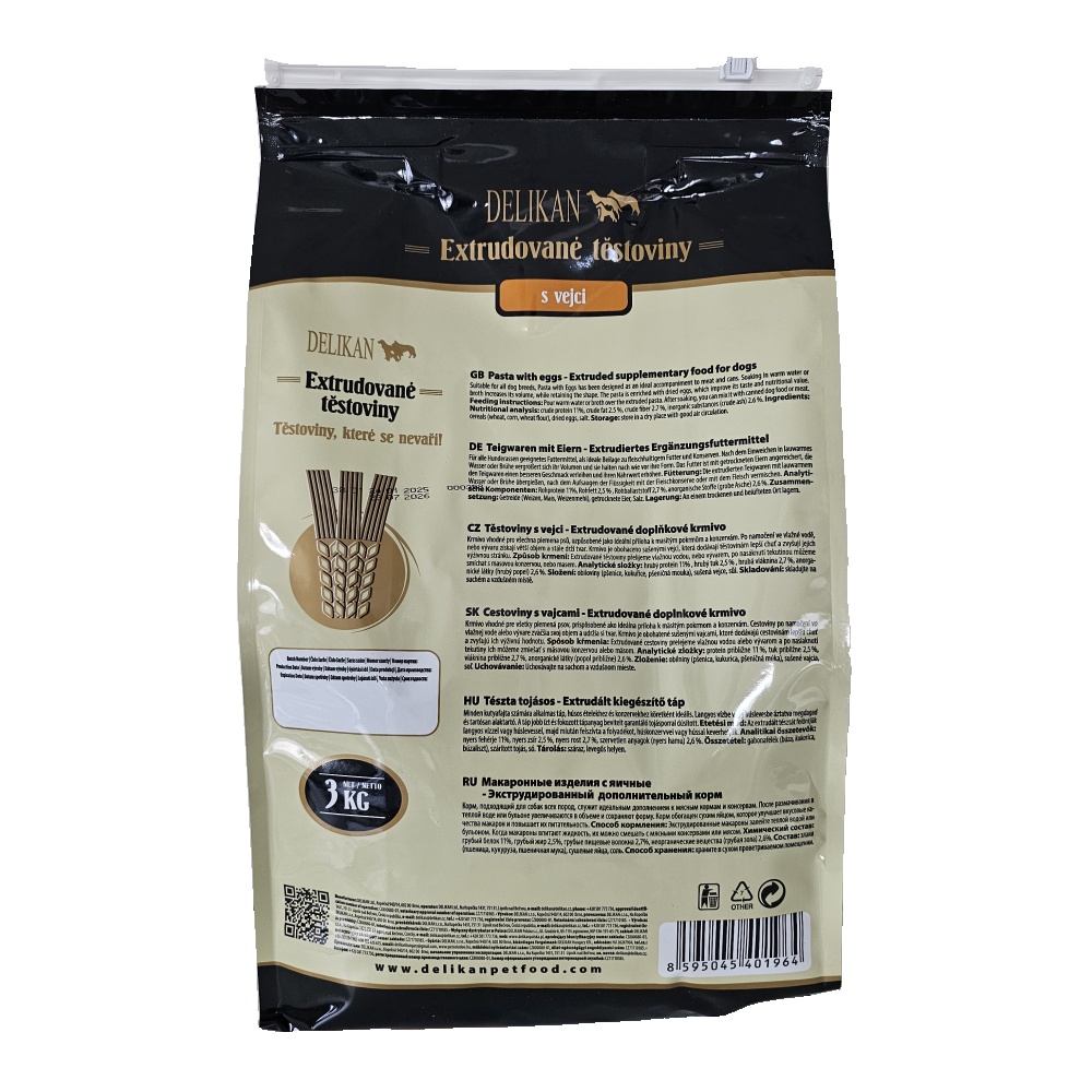 DELIKAN extrudované těstoviny s vejci 3 kg