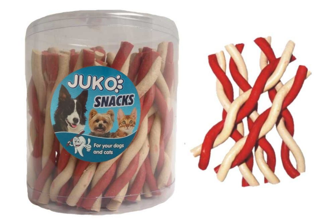 Obrázek z Jerky tyčinka kroucená Vanilka & hovězí JUKO Snacks (50 ks) 