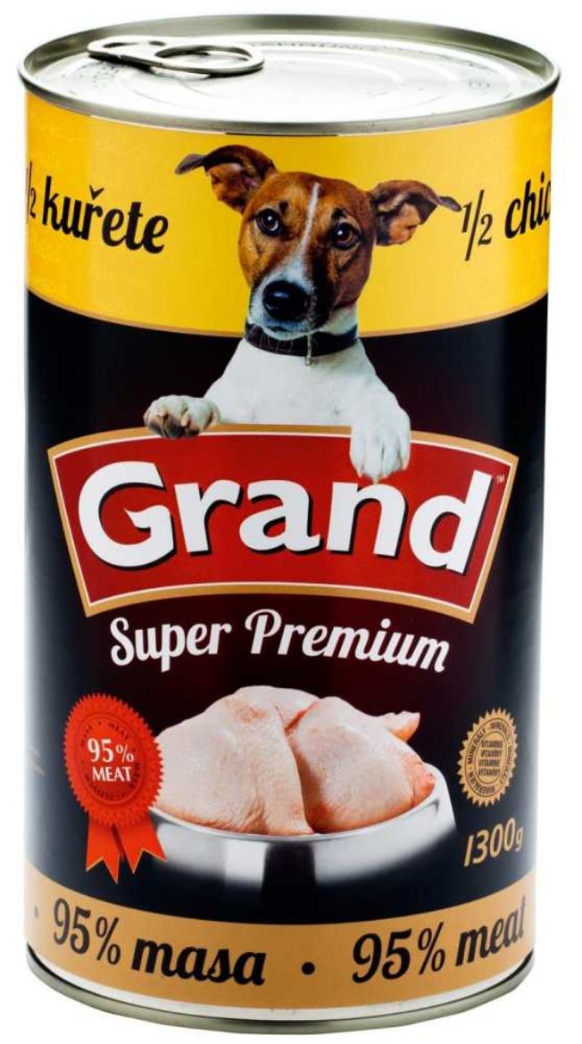 Obrázek z GRAND Superpremium Dog kuřecí s 1/2 kuřete, konzerva 1300 g 