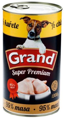 Obrázek GRAND Superpremium Dog kuřecí s 1/2 kuřete, konzerva 1300 g