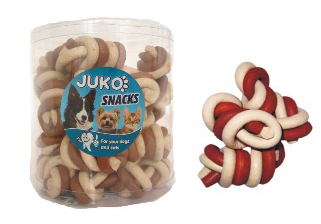 Jerky uzel kroucená, vanilka + kuřecí příchuť, pochoutka pro psy,