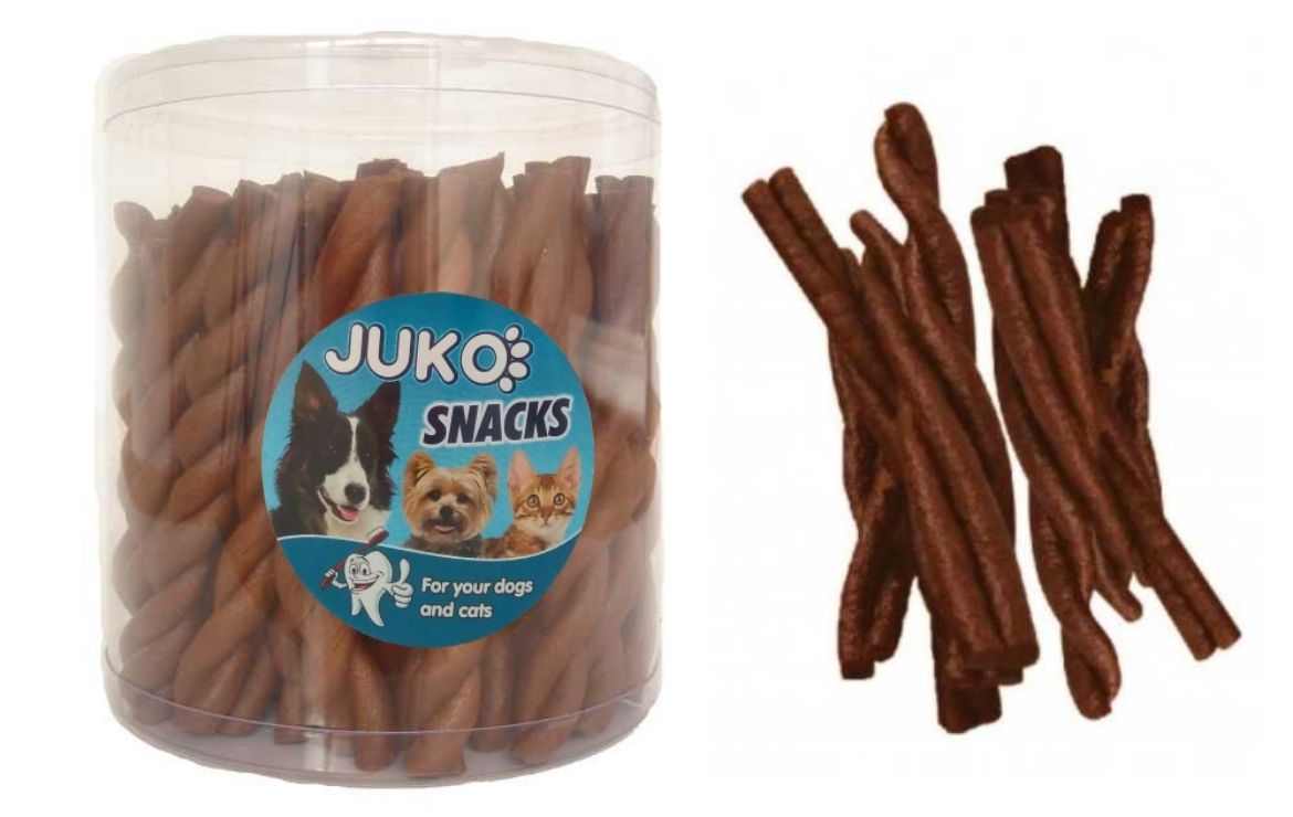 Obrázek z Jerky tyčinka kroucená Kuřecí JUKO Snacks (50 ks) 