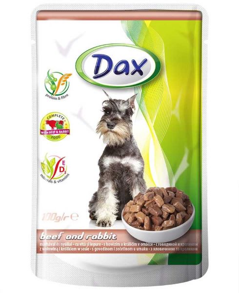 Obrázek Dax Dog hovězí a králičí, kapsička 100 g 