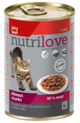 Obrázek Nutrilove kočka kousky hovězí v želé, konzerva 400 g