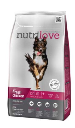 Obrázek Nutrilove pes Adult Medium fresh kuřecí, granule 1,6 kg