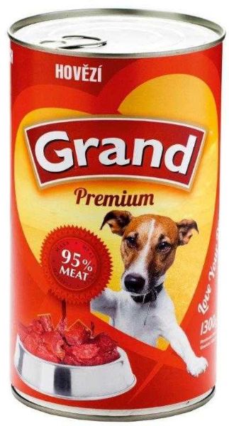 Obrázek Grand Premium Dog hovězí, konzerva 1300 g