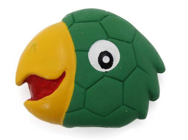Obrázek Latexová hračka s pískadlem - papoušek,hlava 8x7x3cm