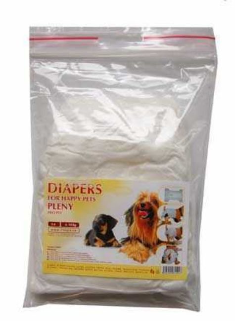 pleny pro psy, pro štěňata, inkontinenční pro staré psy,nemocné psy, háravé feny, v domácnosti, na cesty, jednorázové