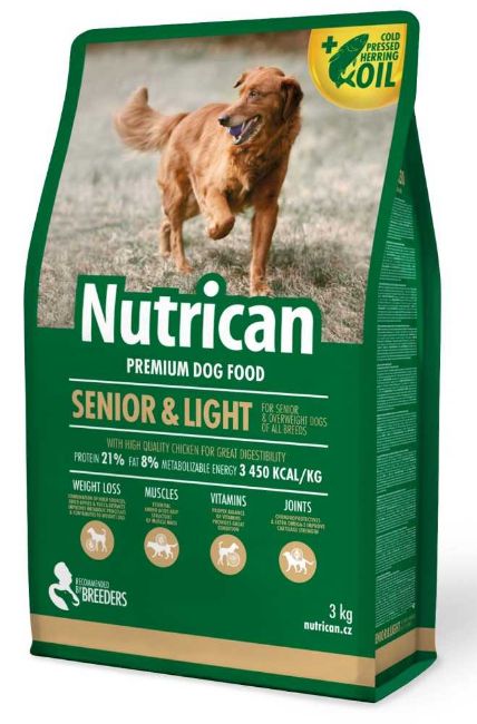 Nutrican dog senior & light, kompletní krmivo pro starší psy a psy s nadváhou, s kuřecím masem