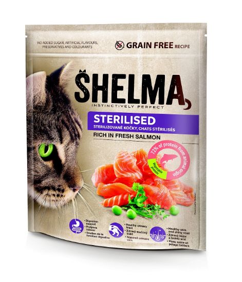 Obrázek z SHELMA Cat Sterilised Freshmeat Salmon GF 750 g 