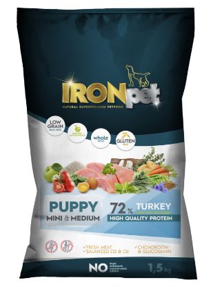 Obrázek IRONpet Dog Puppy Mini  &  Medium Turkey (Krocan) 1,5 kg