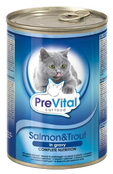 Obrázek PreVital kočka losos a pstruh v omáčce, kousky 415 g
