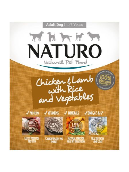 Obrázek Naturo Dog Adult Chicken & Lamb with Rice and Vegetables, vanička 400 g