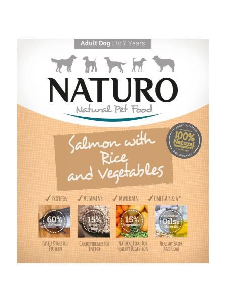 Obrázek Naturo Dog Adult Salmon & Rice with Vegetables, vanička 400 g