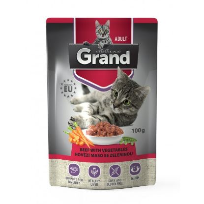 Obrázek Grand deluxe Cat hovězí se zeleninou, kapsička 100 g