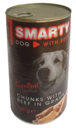 Obrázek SMARTY Dog Hovězí chunks. konzerva 1240 g