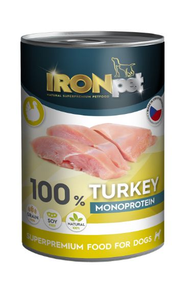 Obrázek z IRONpet Dog Turkey (Krůta) 100 % Monoprotein, konzerva 400 g 