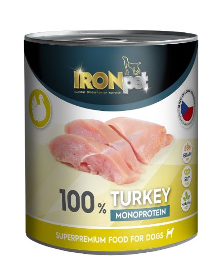 Obrázek z IRONpet Dog Turkey (Krůta) 100 % Monoprotein, konzerva 800 g  