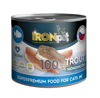 Obrázek IRONpet Cat Trout (pstruh) 100 % Monoprotein, konzerva 200 g