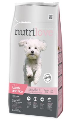 Obrázek Nutrilove pes Sensitive Adult Small & Medium jehněčí, granule 8 kg