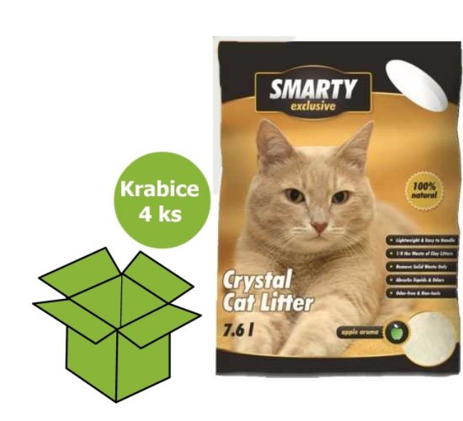 Smarty exclusive, silikátové stelivo pro kočky, s vůní zeleného jablka, granulovité, vysoká absorpční schopnost, přírodní netoxické