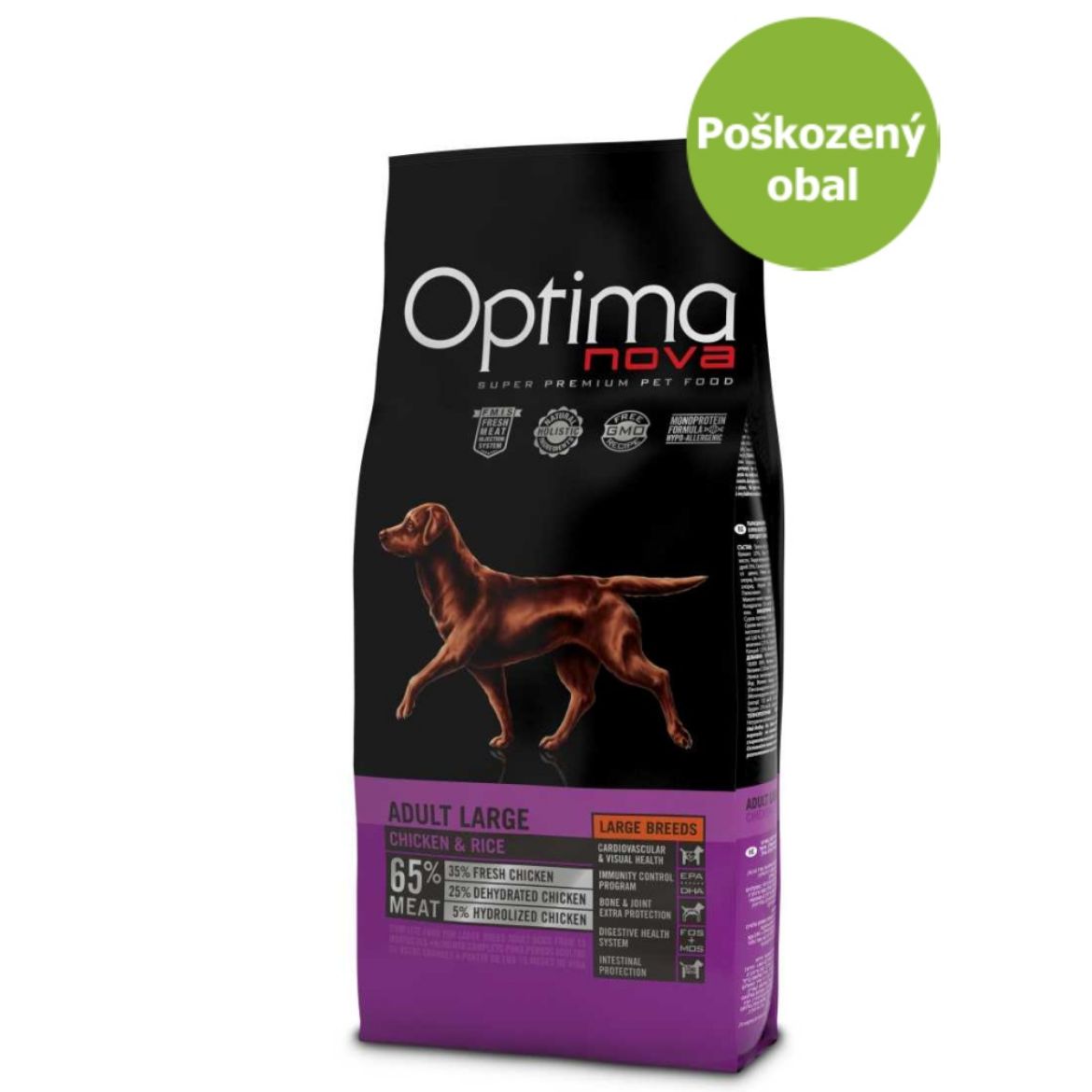 OPTIMAnova dog, adult large, velká plemena, chicken and rice, kuřecí s rýží, superprémiové, monoproteinové, dospělý pes, přírodní