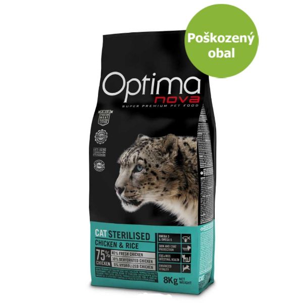 Obrázek OPTIMAnova Cat Sterilised 8 kg-Poškozeny obal-mix velikosti baleni - SLEVA 15%