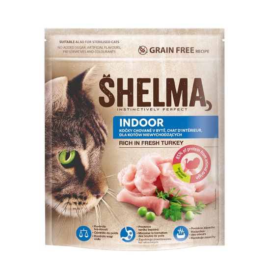 Obrázek z SHELMA Cat Indoor Freshmeat Turkey GF 750 g 